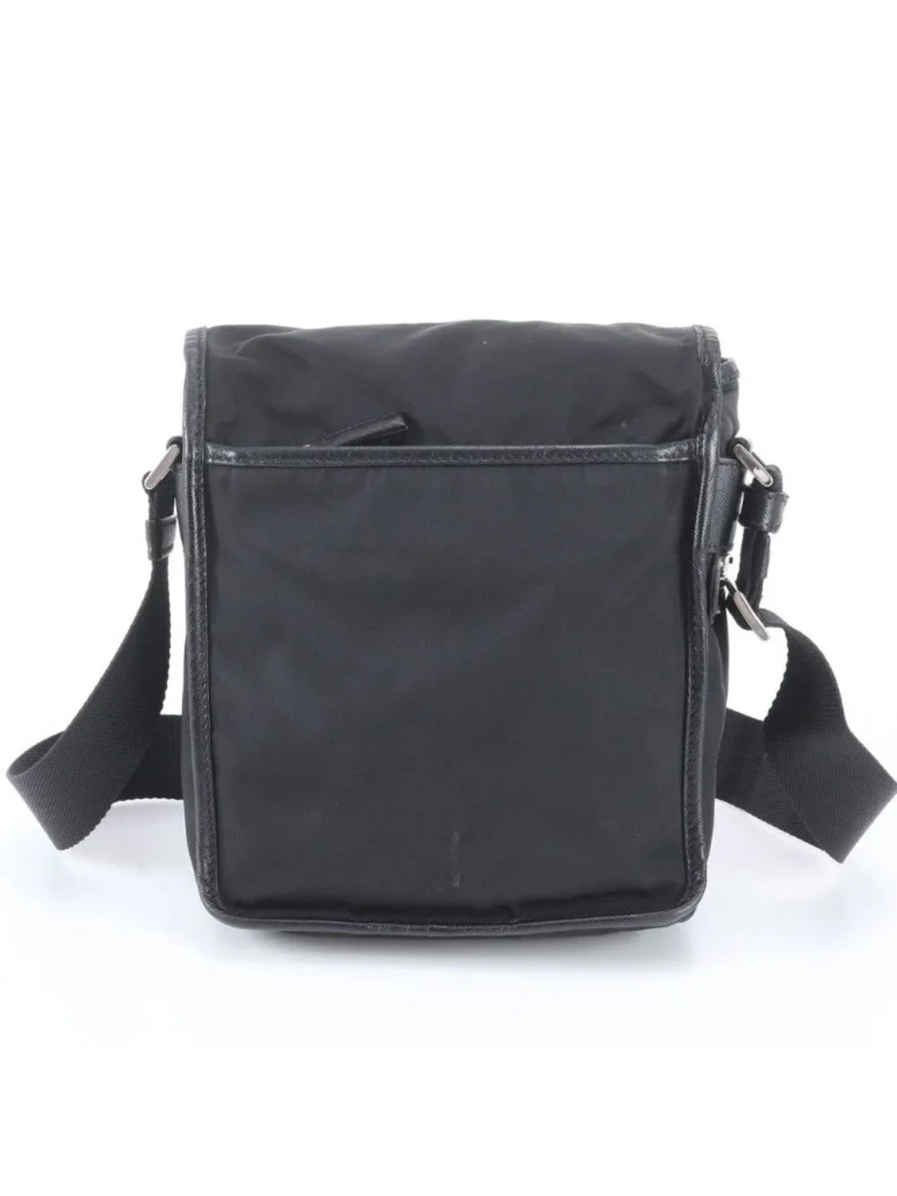 Prada Tessuto Nylon Triangle Logo Leather Shoulder Bag Crossbody Messenger